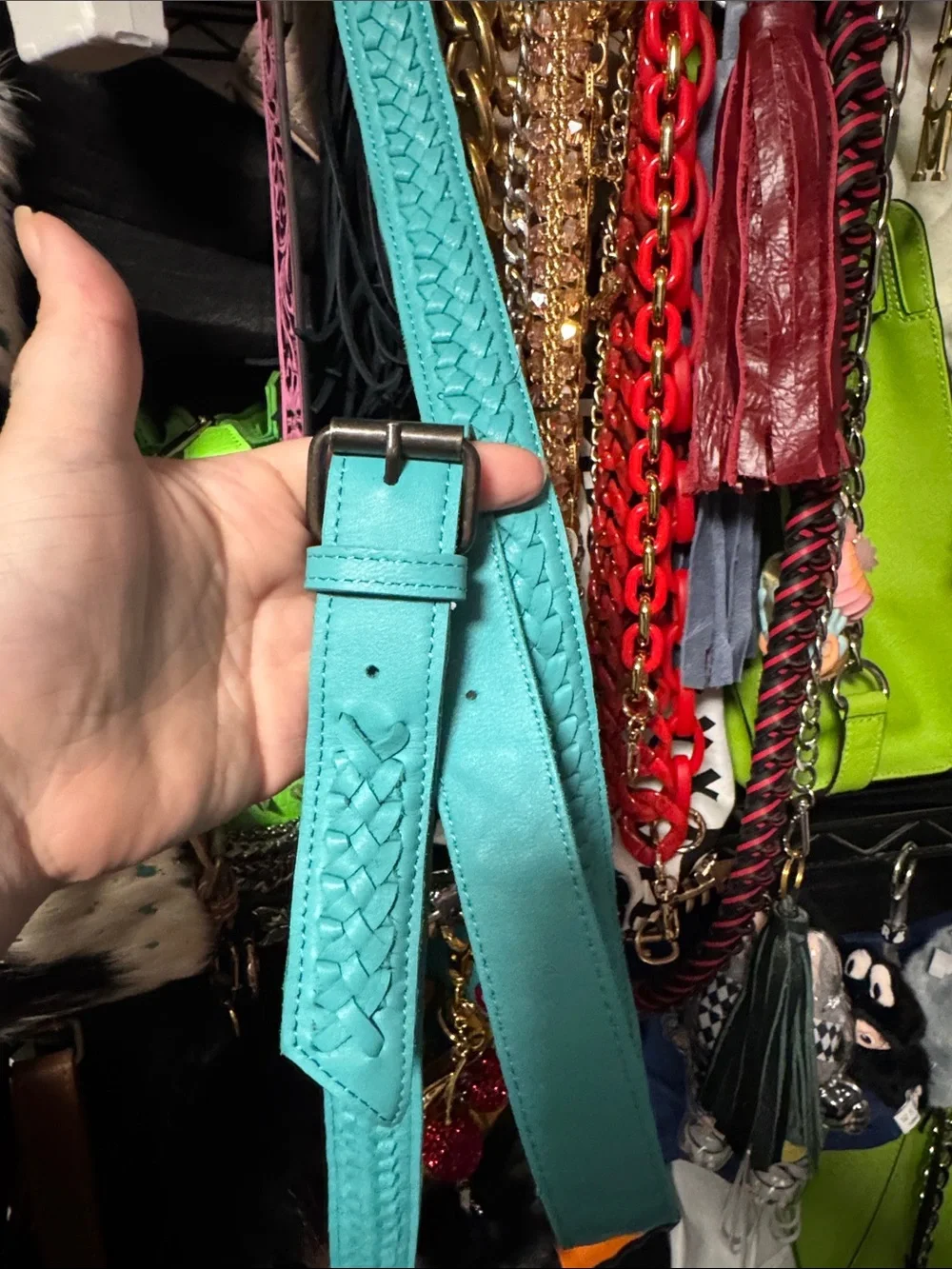 Turquoise Trim Gray Haircalf Fringe Satchel - Women Bags